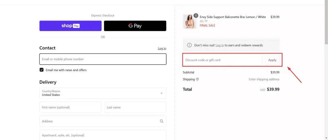 Onde inserir cupom de desconto Lingerie.com