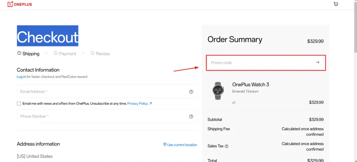 Onde inserir cupom de desconto OnePlus