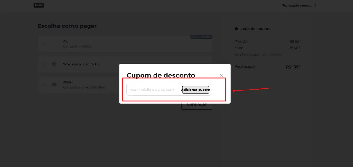 Onde inserir cupom de desconto Mundo da Música
