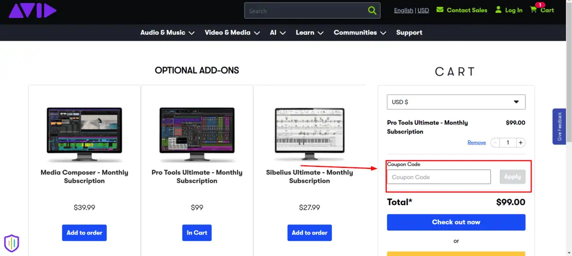 Onde inserir cupom de desconto Avid