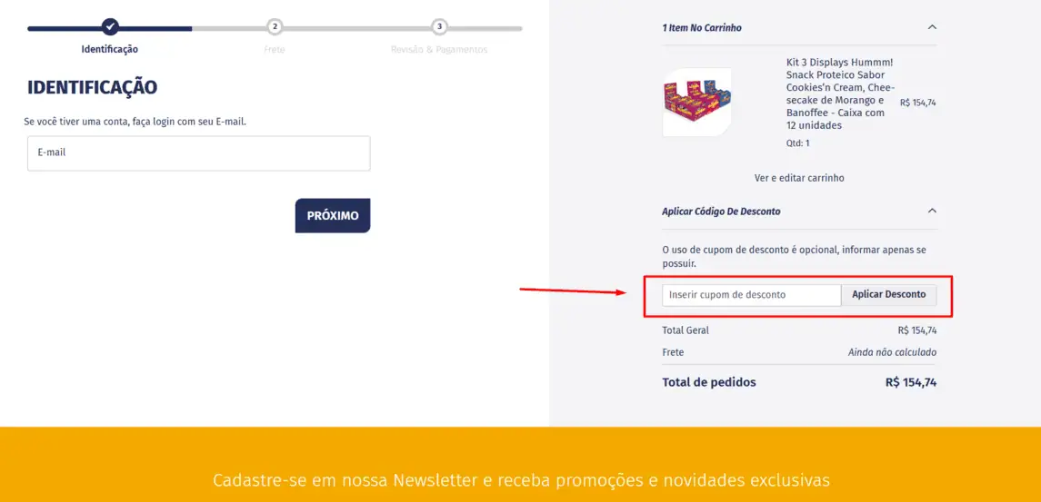 Onde inserir cupom de desconto Linea Alimentos