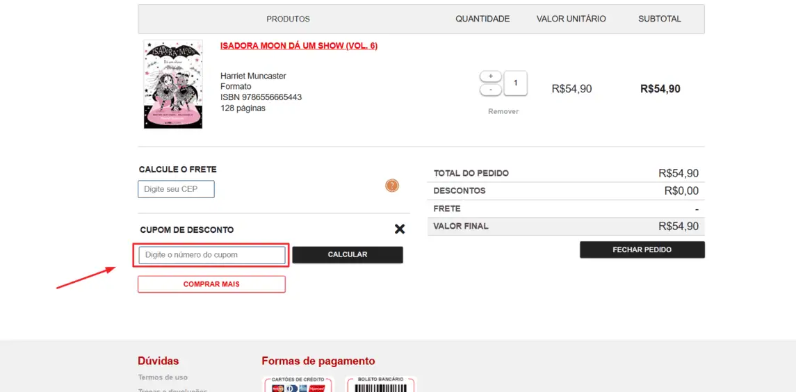 Onde inserir cupom de desconto L&PM Editores