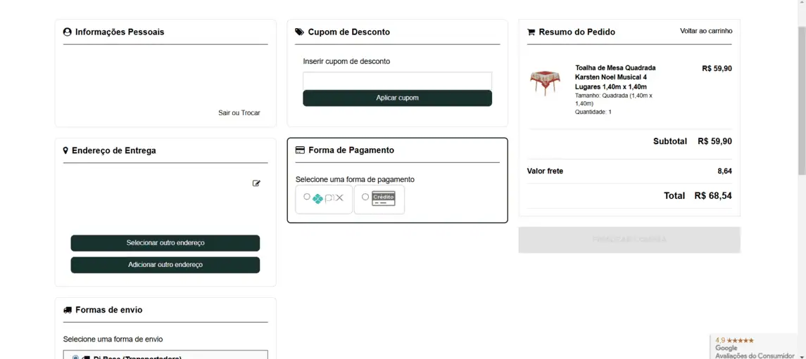 Onde inserir cupom de desconto Empório das Toalhas