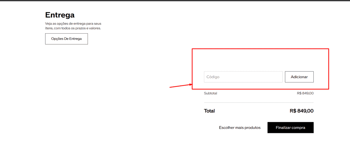 Onde inserir cupom de desconto Shiseido