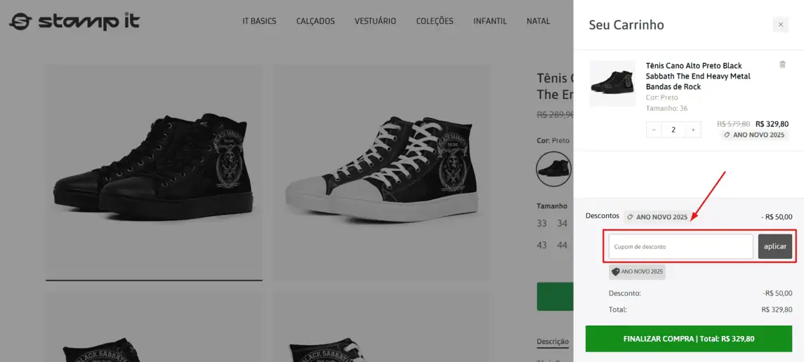 Onde inserir cupom de desconto Stamp It