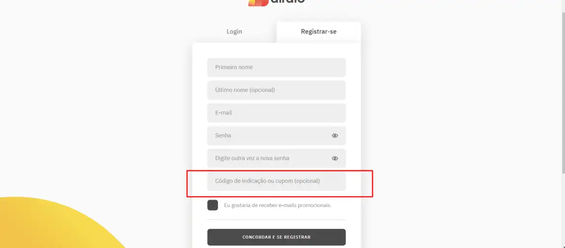 Onde inserir cupom de desconto Airalo