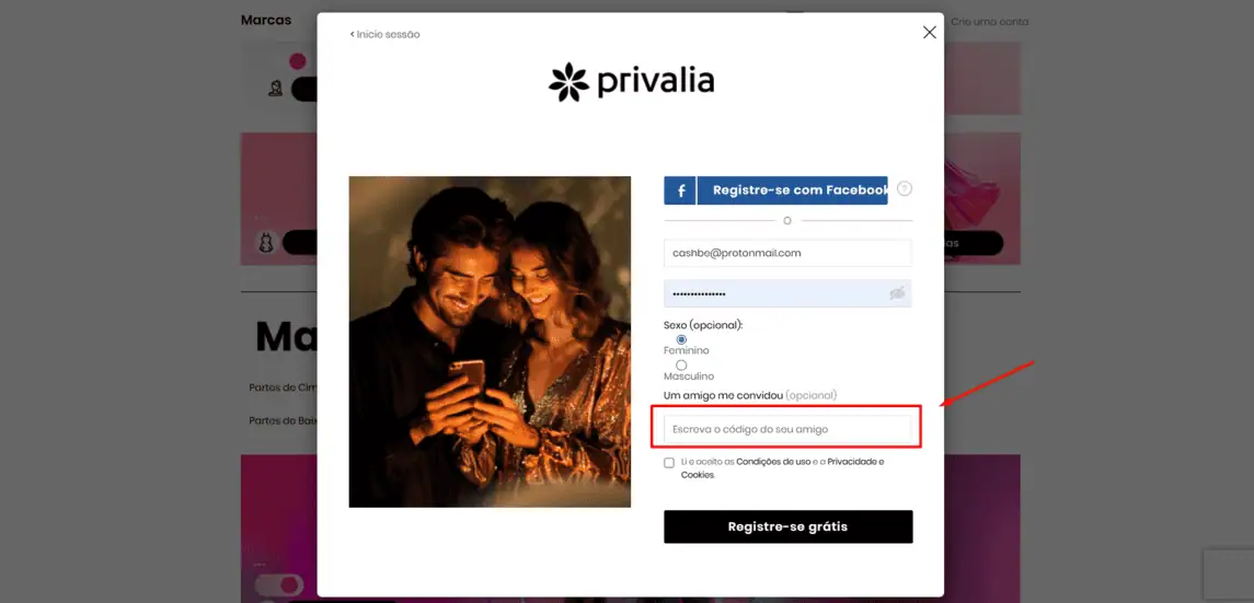 Onde inserir cupom de desconto Privalia