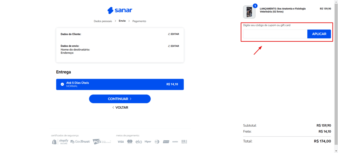 Onde inserir cupom de desconto Sanar Saúde