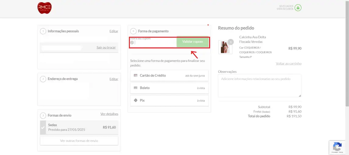 Onde inserir cupom de desconto Romance Brazil