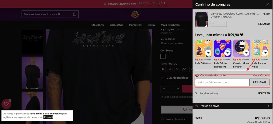 Onde inserir cupom de desconto Nerd Universe