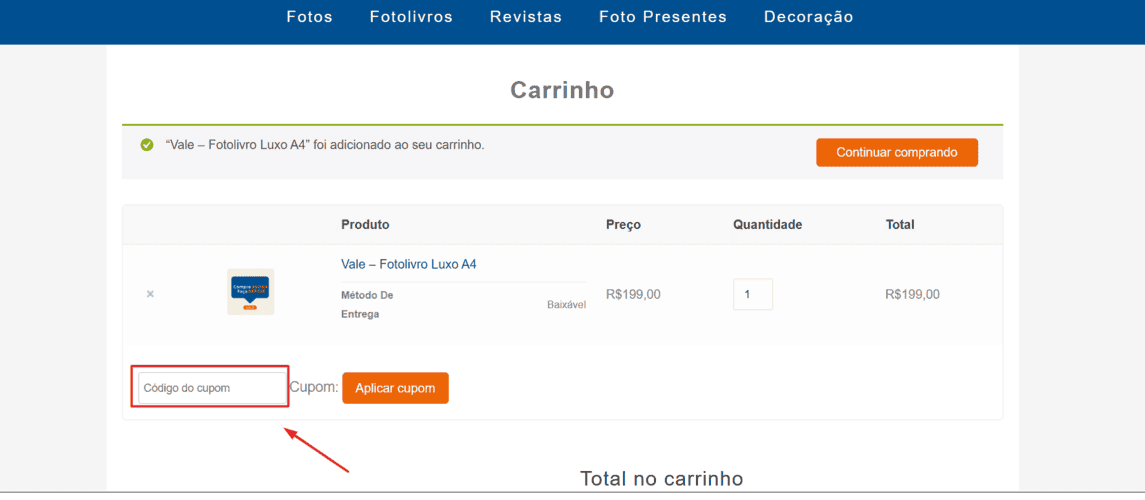 Onde inserir cupom de desconto Uniko