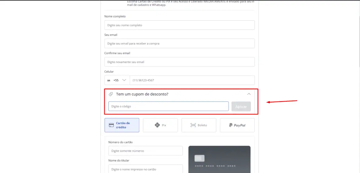 Onde inserir cupom de desconto Mestre do Espetinho