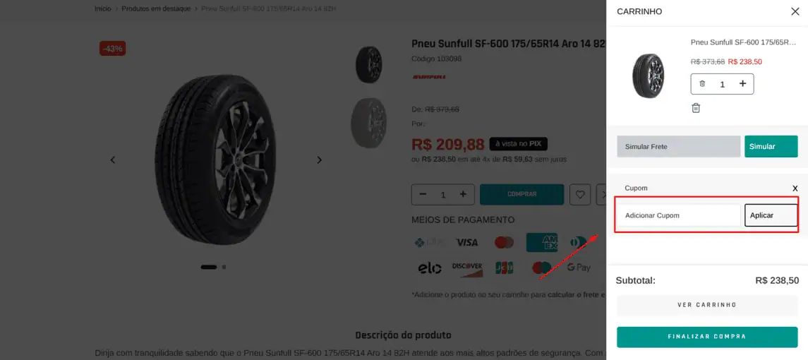 Onde inserir cupom de desconto Clube da Borracha