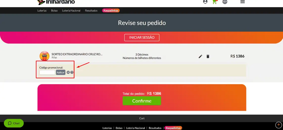 Onde inserir cupom de desconto Trilhardario