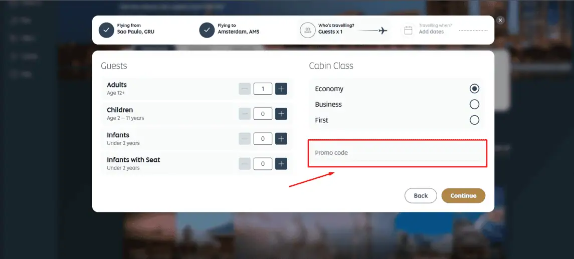 Onde inserir cupom de desconto Etihad Airways