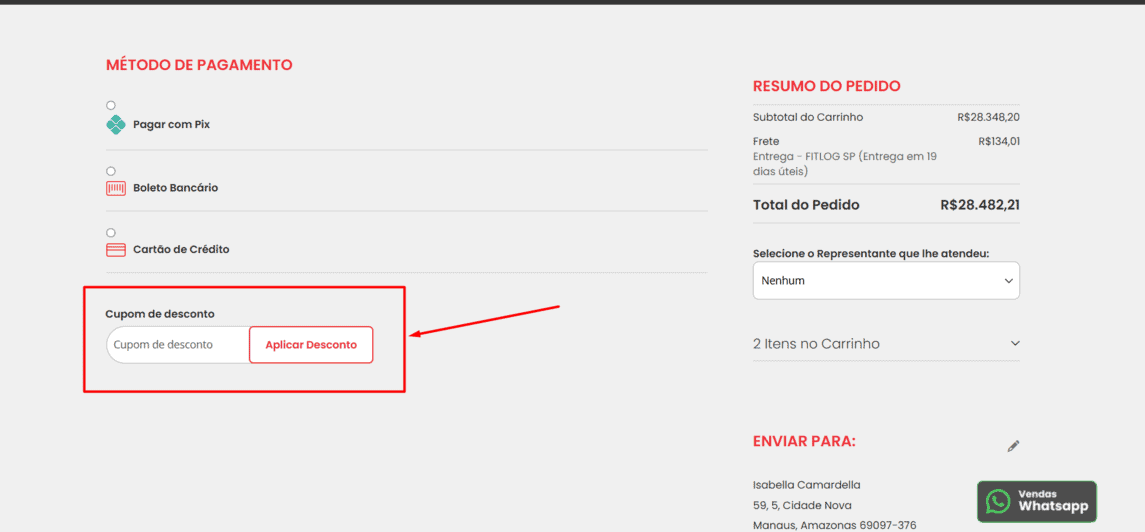 Onde inserir cupom de desconto Kikos Fitness Store