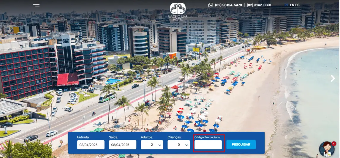 Onde inserir cupom de desconto Maceió Mar Hotel