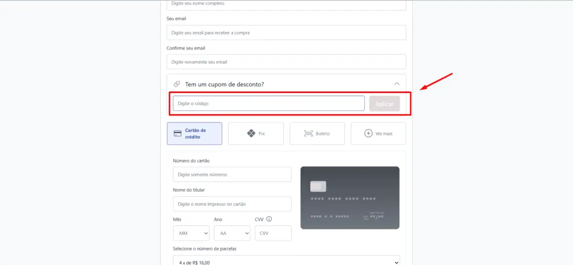 Onde inserir cupom de desconto Meu Amigo Homem