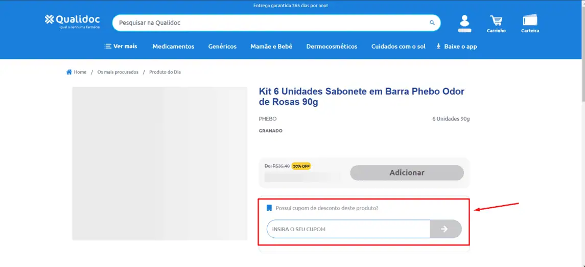 Onde inserir cupom de desconto Qualidoc
