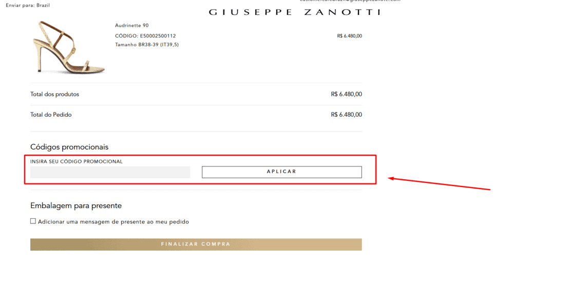 Onde inserir cupom de desconto Giuseppe Zanotti
